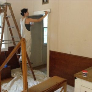 16-08-04 interior painting--Marisa paints trim