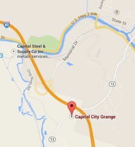 Capital City Grange in Montpelier is located on Northfield Street/Route 12 just south of the I-89 overpass. Click for an interactive map.